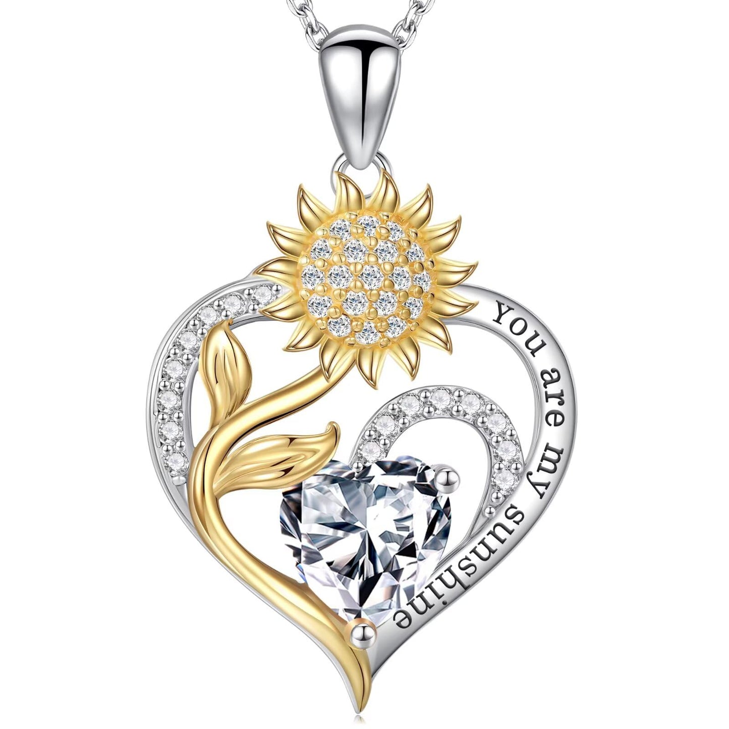 Iefil Sunflower Gifts for Women - Sunflower Necklace for Women April Birthstone CZ Necklace Anniversary Mother's Day Jewelry Gift Birthstone Jewelry Gift Ideas for Mom