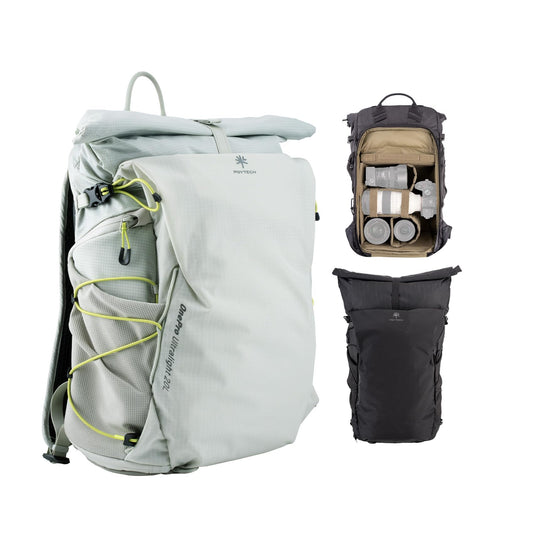PGYTECH OnePro Ultralight Camera Backpack, Expandable Camera Bag 20L for Photographers, Outdoor Travel Bag with Dividers and 14" Laptop Sleeve, Compatible with DSLR/Drones/Mirrorless (Misty Green)