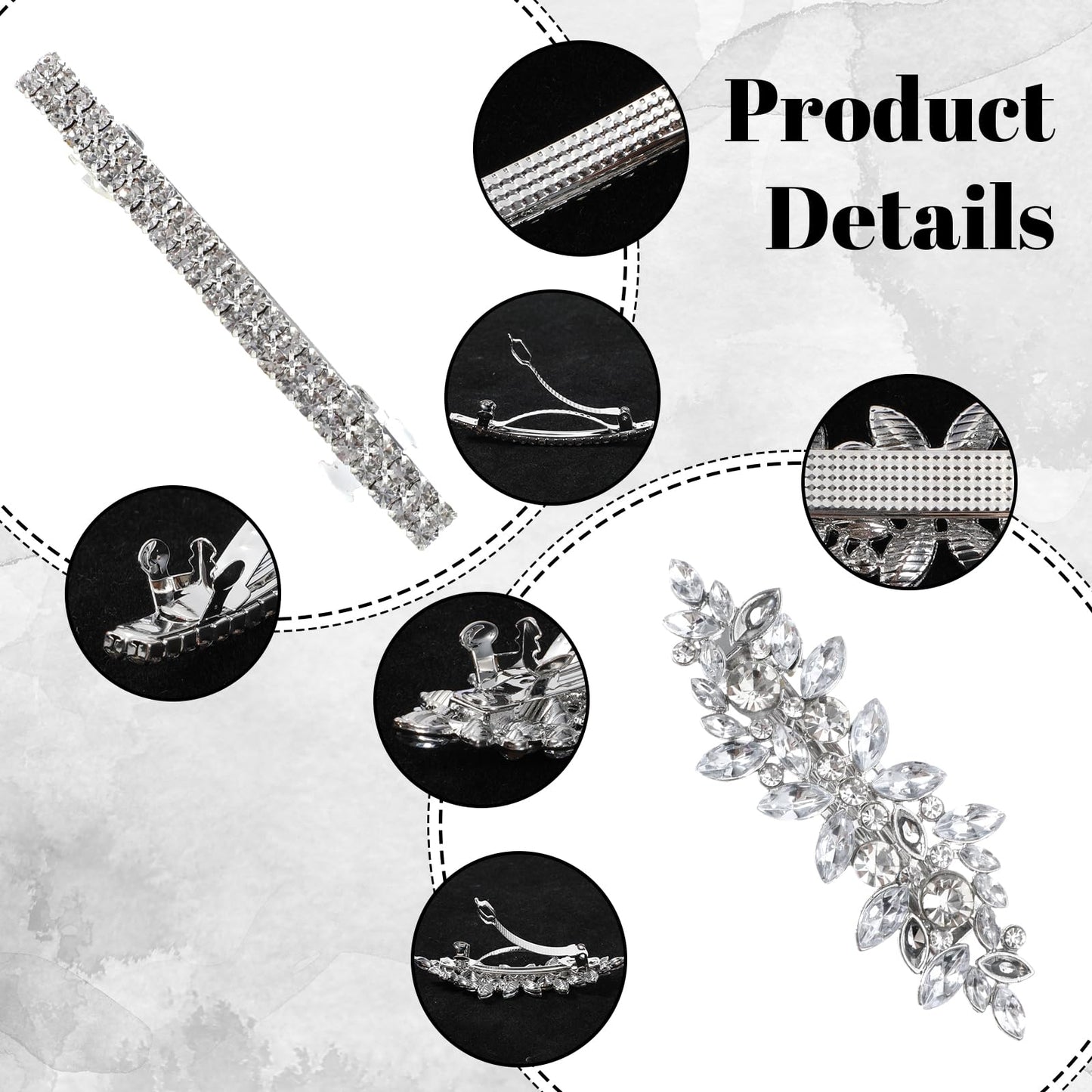 4 Pcs Rhinestone Hair Clips Silver Hair Clips Wedding Bridal Barrettes Crystal Bobby Pins Brides Jewelry Leaf Wedding Hairpins Elegant Accessories for Brides Bridesmaids Flower Girls