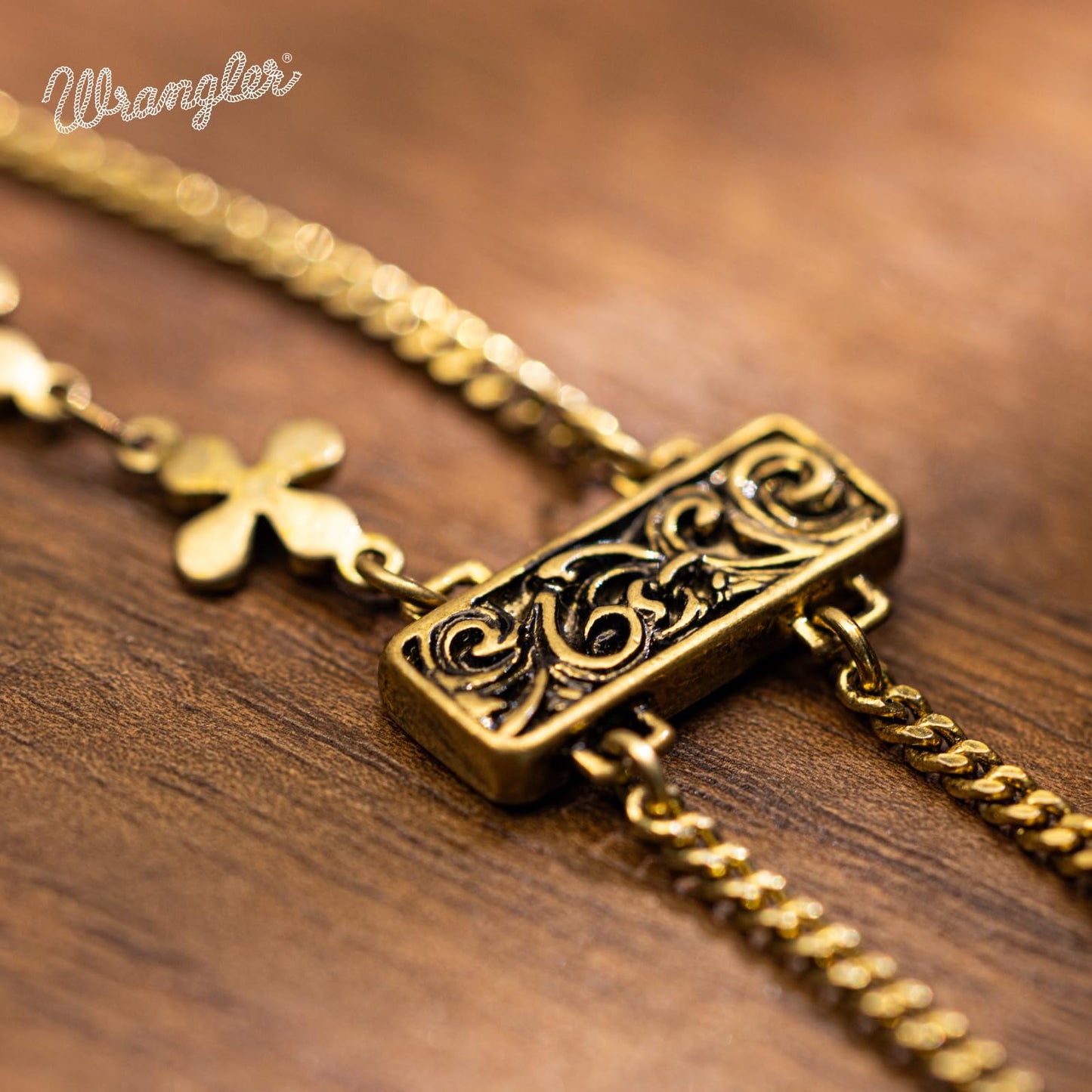 Montana West Wrangler Western Carved Floral Pendant Necklace for Women Vintage Teardrop Stone Country Cowgirl Trendy Jewelry AR-WNS-TPL-1117GPK