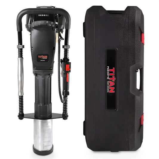 Titan Post Drivers PGD3875 Light-Duty Portable Gas-Powered Driver with 1.3 HP 4-Stroke Engine, 3 7/8" Max Diameter, and 4 Adapter Collars, 50 lbs