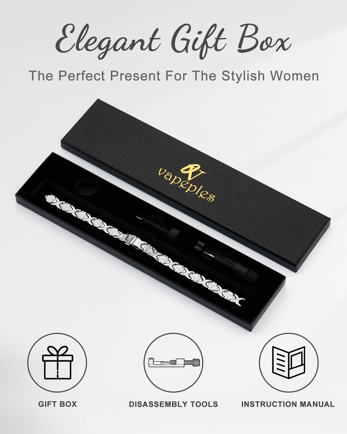 vapeples Copper Bracelets for Women, 99.99% Pure Copper Magnetic Bracelet, 3800 Gauss, Adjustable Sizing, Women's Bracelets With Built-in Magnets, Gift Packaging, Fashion Jewelry Gift