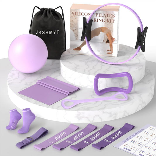 Pilates Ring Kit for Women, Pilates Equipment – 14.5" Home Magic Circle Workout with Pilates Ball, Resistance Bands, Better me Pilates Essentials Starter Set for Beginners Toning Shape Full Body