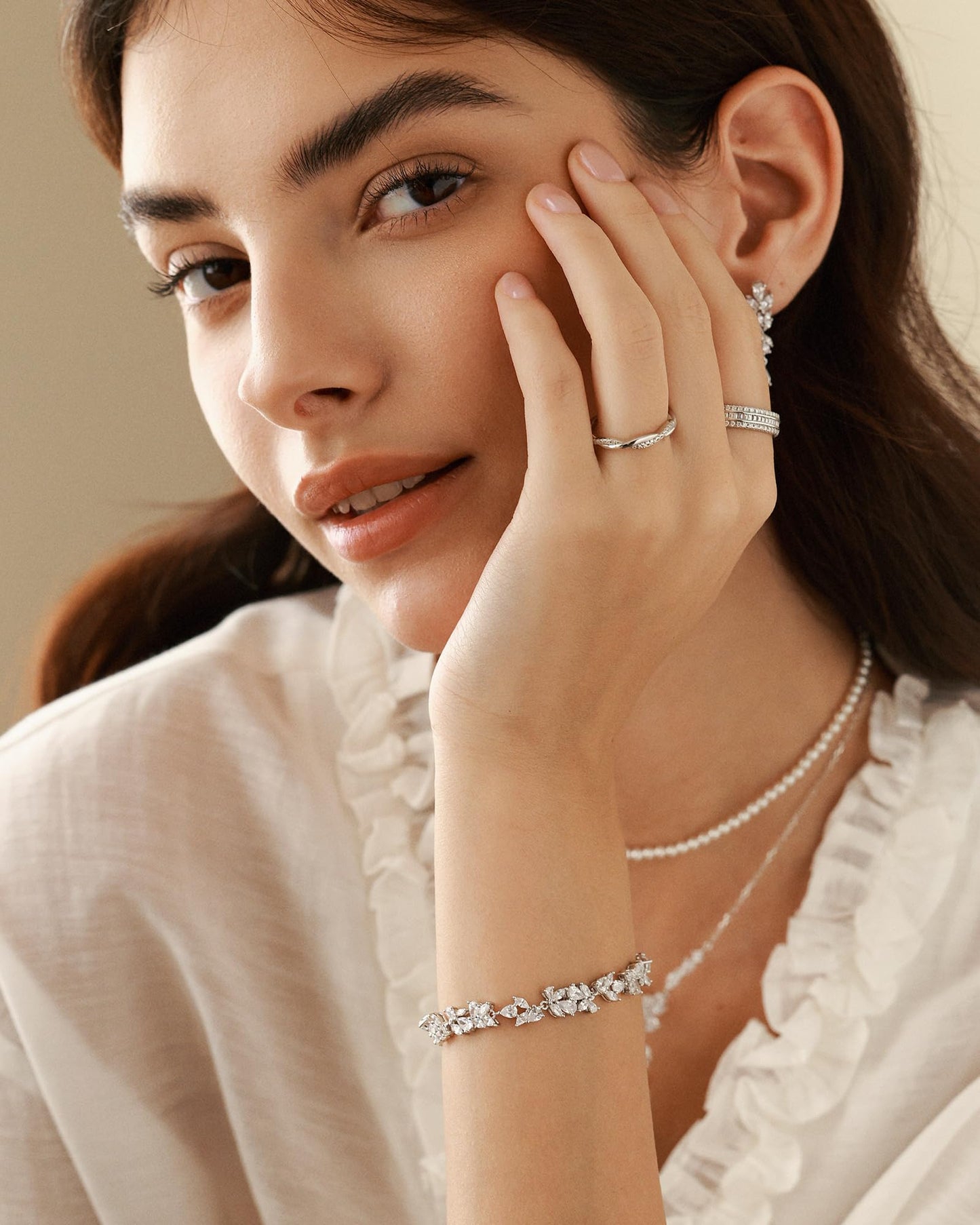 FANCIME Wisteria Bouquet Necklace for Women White Gold Plated Sterling Silver Purple Flower Drop Y Necklace Fine Jewelry Wedding Birthday Anniversary Graduation Mothers Day Gifts for Wife Women Bride Her