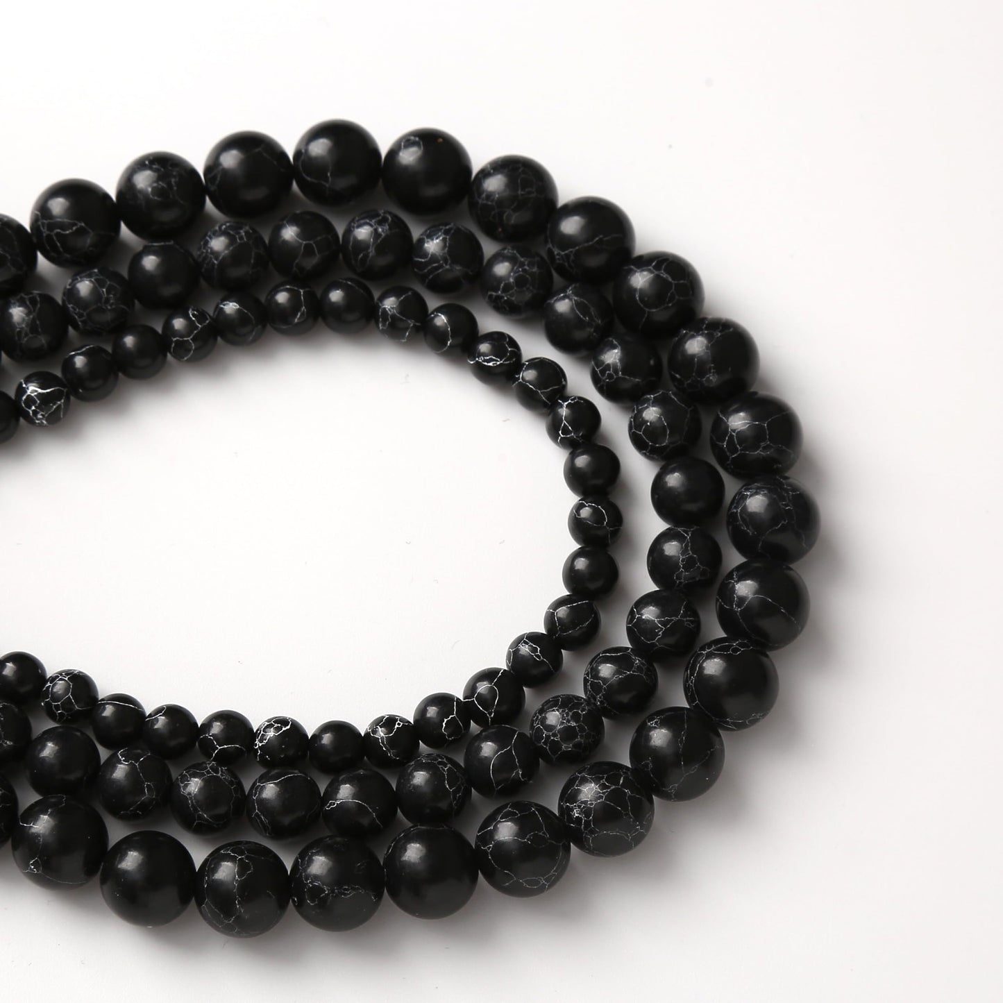 Black Turquoise Stone Beads for Jewelry Making Gemstone Round Crystal Bracelet Necklace 1 Strand 15.5inch 35PCS 10MM