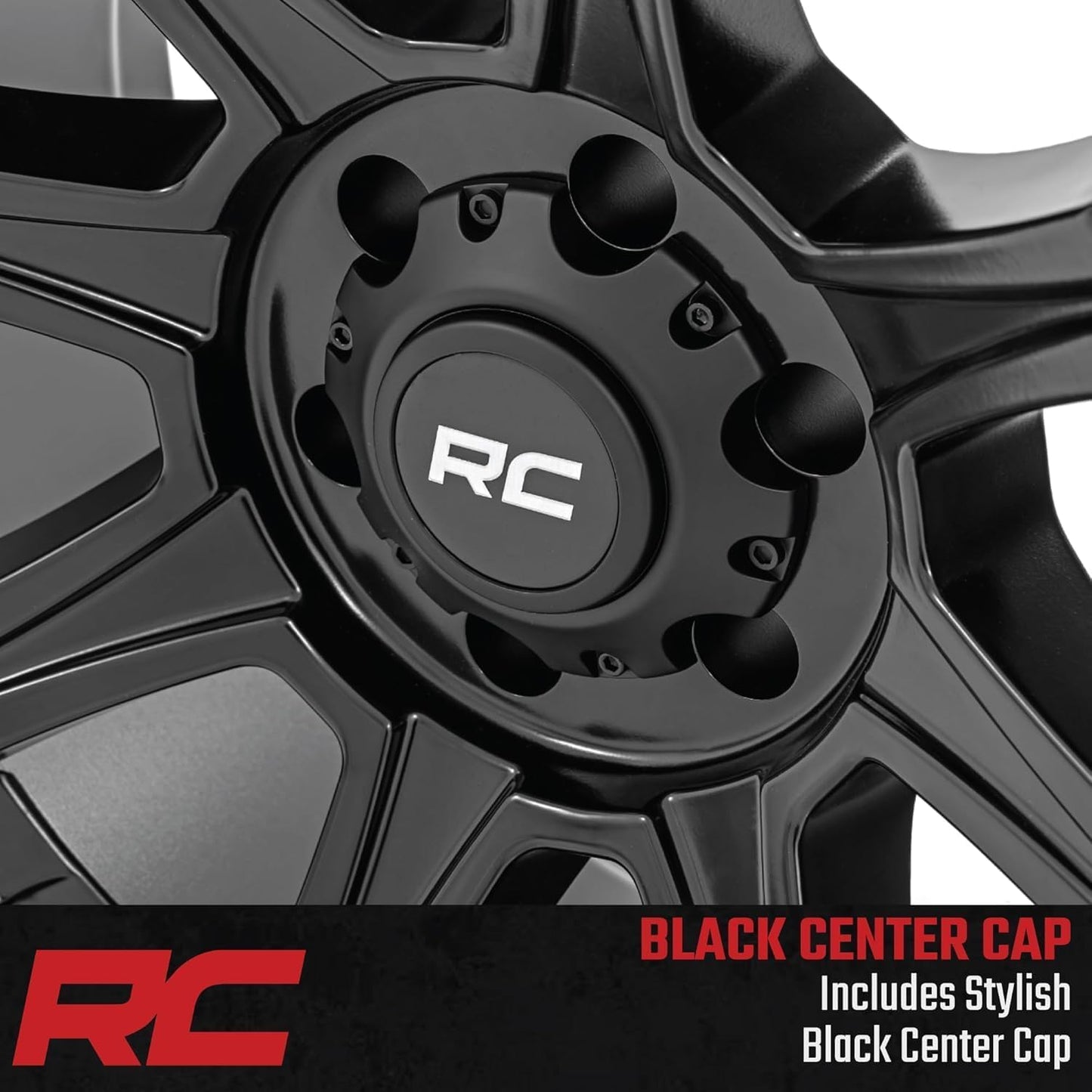 Rough Country 81 Series 20x9 Wheel - 6x5.5" Bolt Pattern, 0mm Offset, One-Piece Aluminum, Semi-Gloss Black Off-Road RIm for Trucks, Jeeps, SUV
