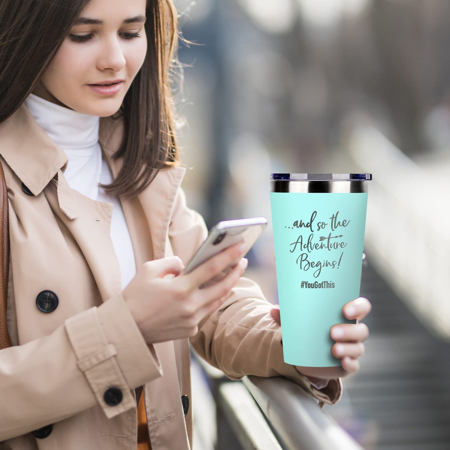 SHOW-YA Good Luck Gifts - Congratulations Gifts for Women,New Job Gift for Women,Farewell Going Away Gift for Friends Coworker,And So The Adventure Begins You Got This,16 OZ Tumbler