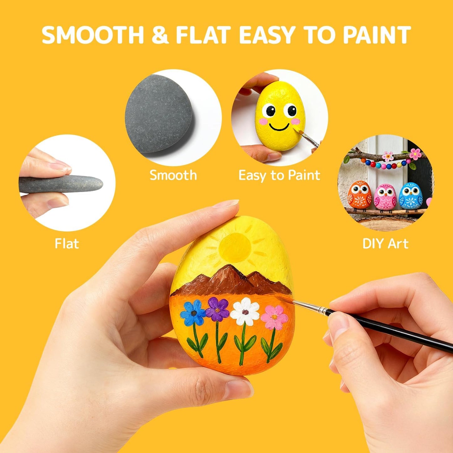 Simetufy 85 Pcs Rocks for Painting, River Rocks to Paint, 2-3" Flat & Smooth Painting Rocks for Crafts, Natural Stones for DIY, Kindness Rocks Garden Decoration