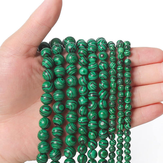 45pcs 8mm Malachite Loose Beads for Jewelry Making, Natural Semi Precious Beads Round Smooth Gemstone Spacer Beads Charms for Necklaces Bracelets