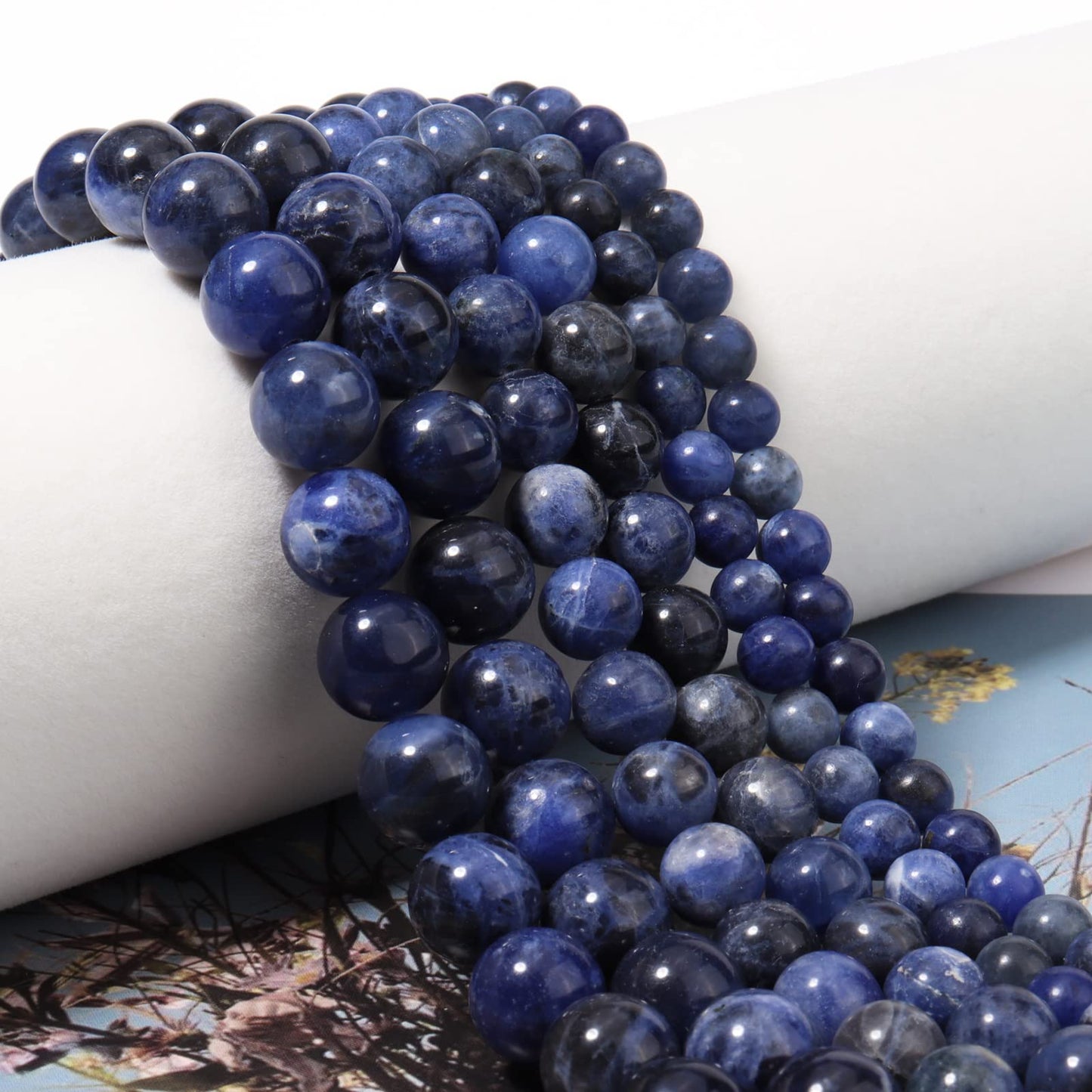 60pcs 6mm Natural Stone Beads Blue Sodalite Beads Energy Crystal Healing Power Gemstone for Jewelry Making, DIY Bracelet Necklace
