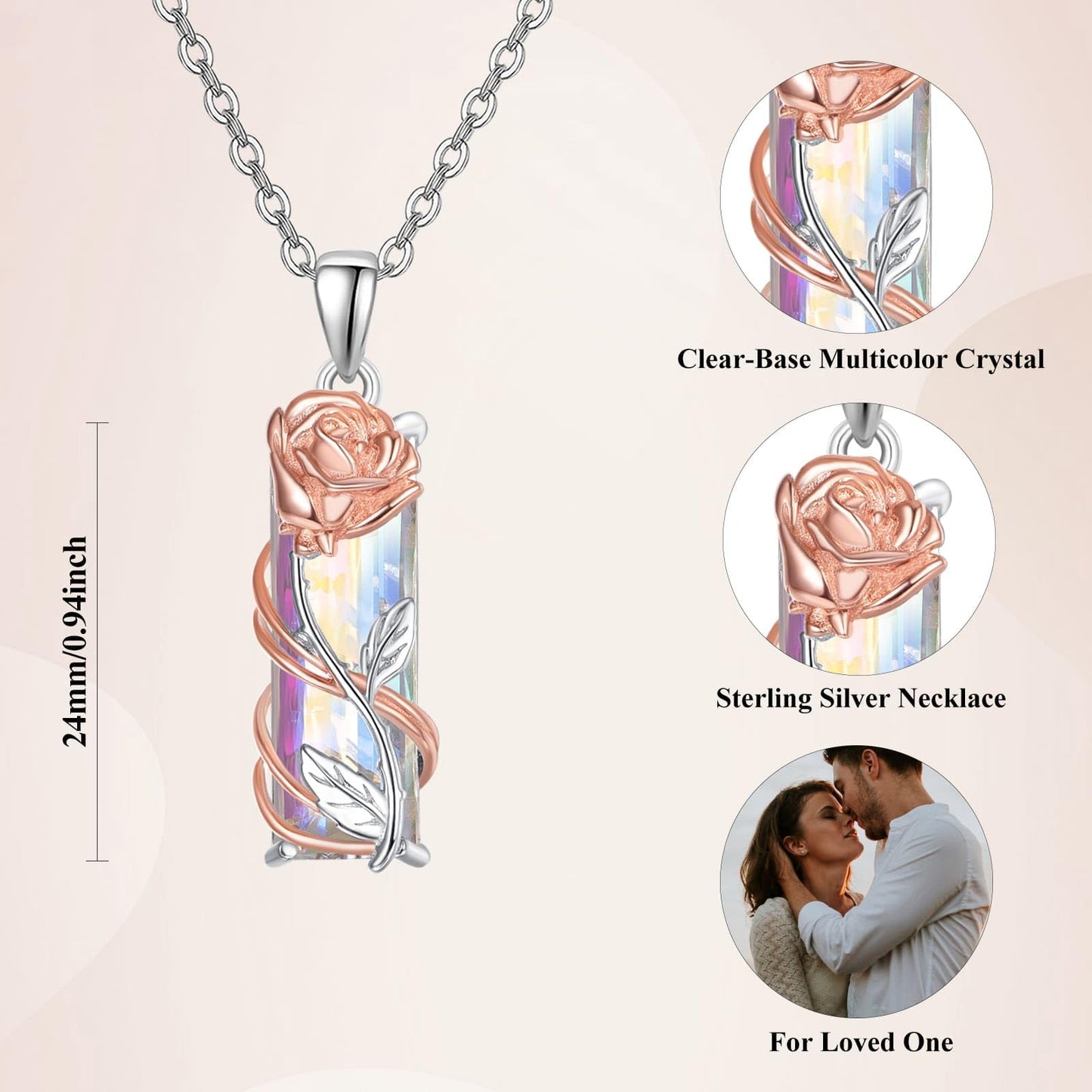 AENEAS Rose Gifts for Women Rose Necklace Sterling Silver Jewelry Gift for Her Crystal Necklace Gifts for Anniversary Christmas Birthday