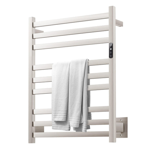 DAWEYEAL 9 Bars Wall Mounted Towel Warmer, Heated Towel Rack for Bathroom, Smart Control with 24-Hour Timer, Plug-in or Hardwired Installation Hot Towel Rack, Stainless Steel Towel Warmer Rack