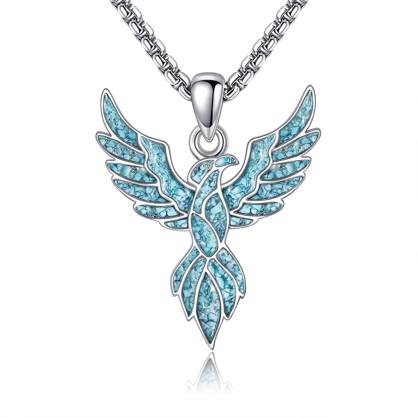 HKPATOP Phoenix Necklace 925 Sterling Silver Turquoise Phoenix Pendant Necklace Animal Jewelry Gifts for Women Men