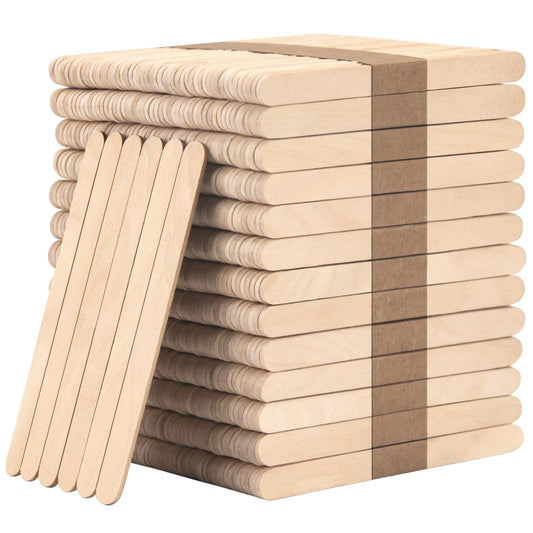 WISYOK 1000 Pcs Wooden Popsicle Sticks for Crafts, 4.5 Inch Wide Lollipop Sticks for Creative Designs or Kids Education, Home Art Projects