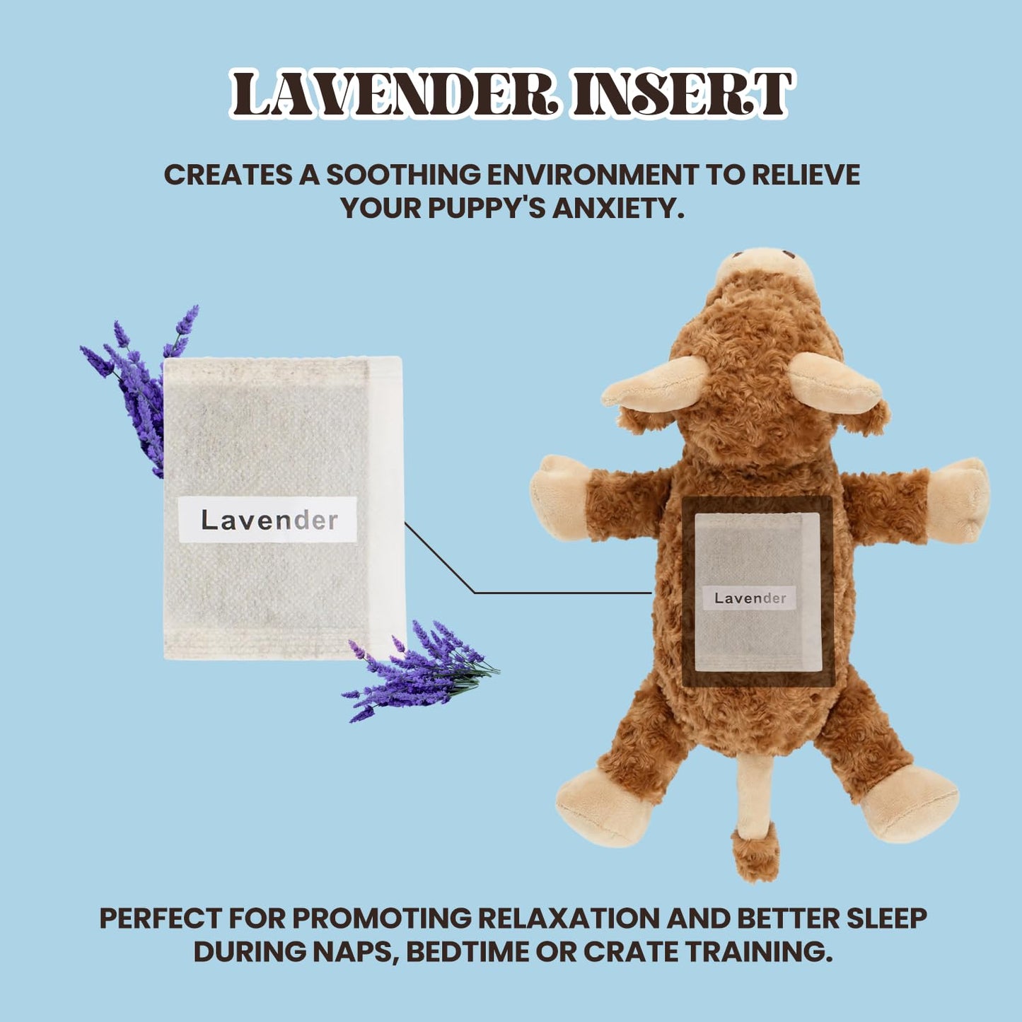 calming buddy - Cow Kit – Puppy Heartbeat Toy Sleep Aid for Dogs, Anxiety Relief Plush Toy with Heat Pack & Lavender, Includes Blanket & Squeaky Toy for All Breeds