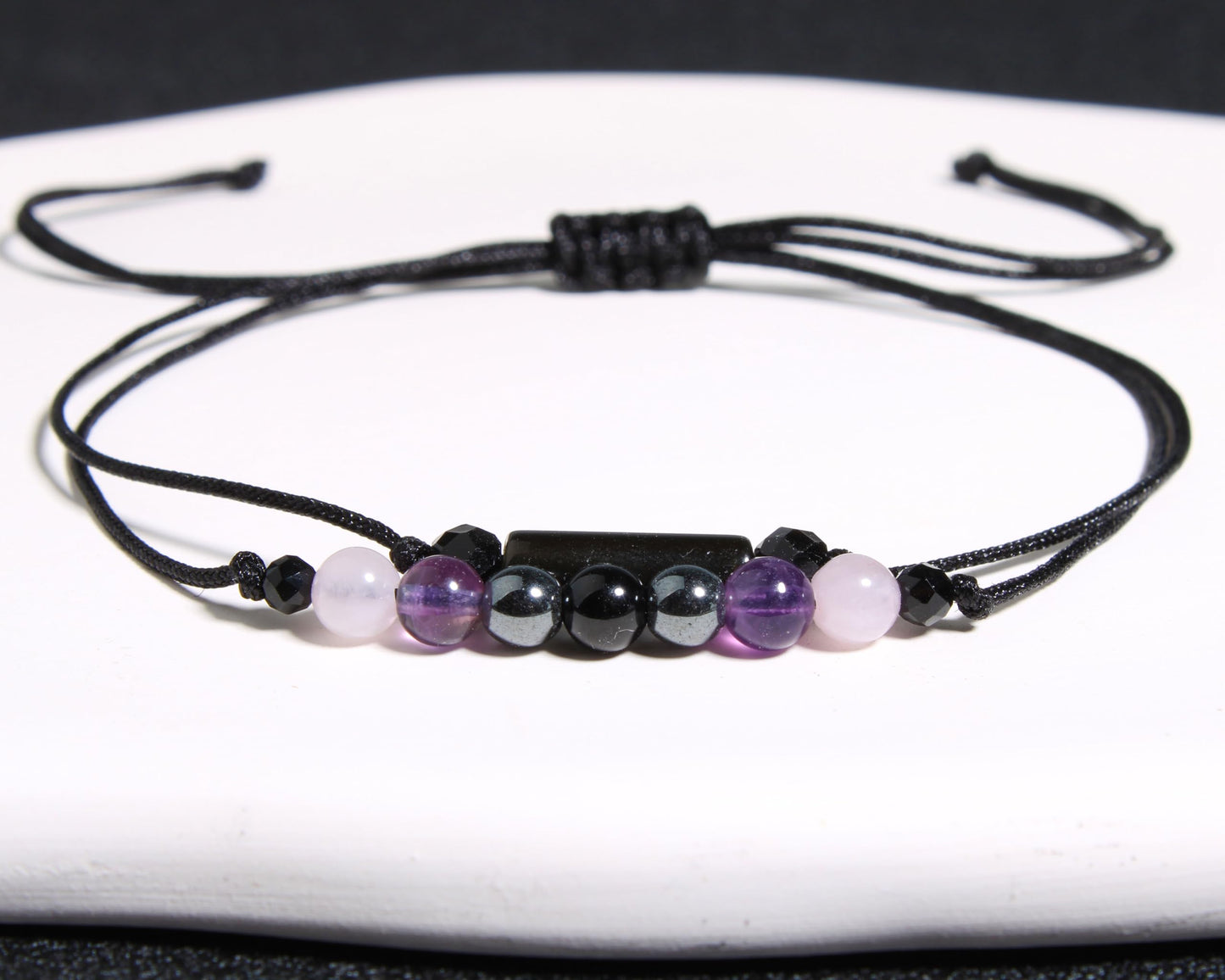QqzsJewls Empath Protection Bracelets for Women Men, Energy Protection Gifts, Natural Healing Crystal Beads Bracelets, Tourmaline Obsidian Rose Quartz Amethyst Anxiety Relief Jewelry for Her Him