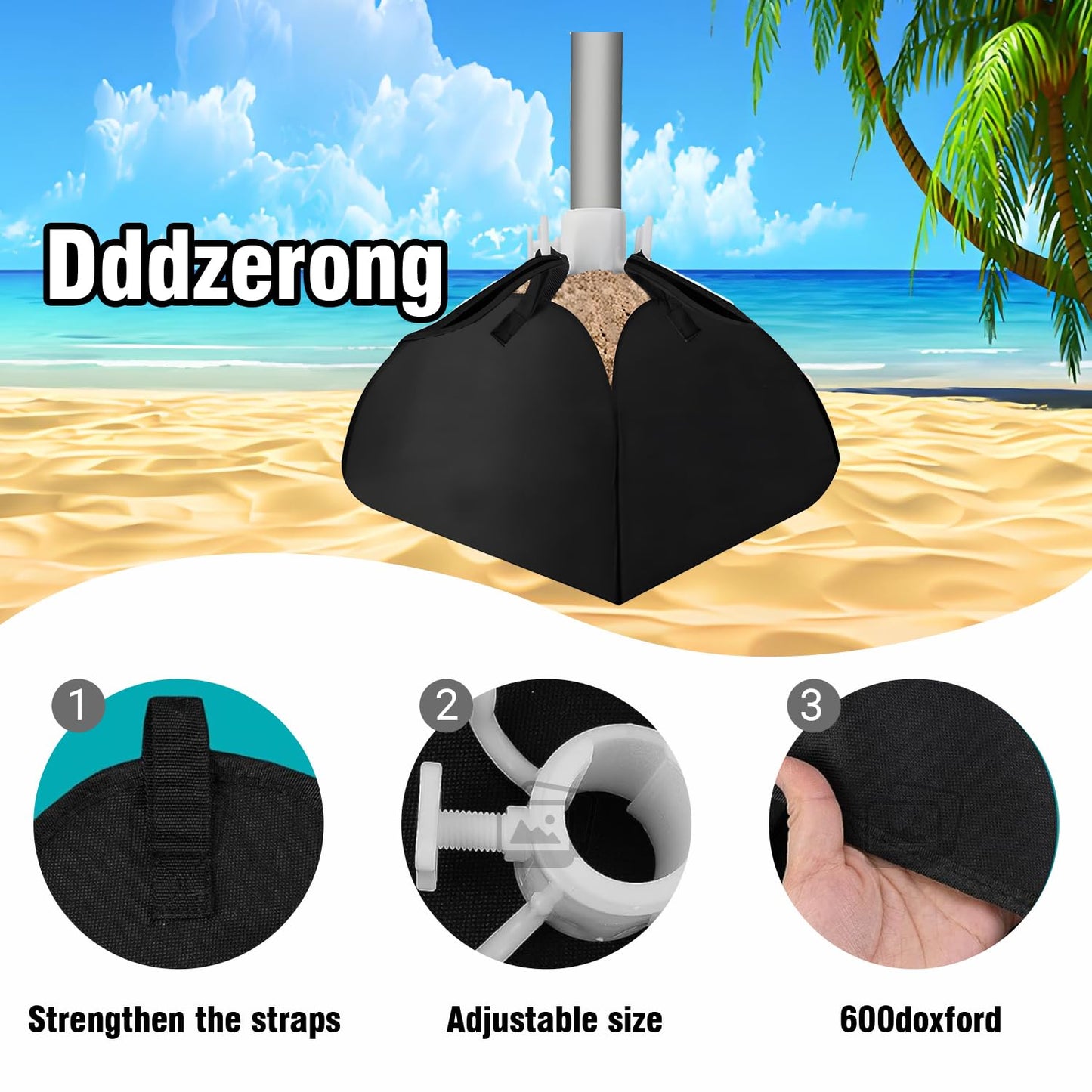 Dddzerong Parasol Base Counterweight - Parasol Fillable Counterweight Sandbag - Heavy Duty Beach Parasol Stand Sand Anchor for Outdoor Patio Garden Beach (2 set)