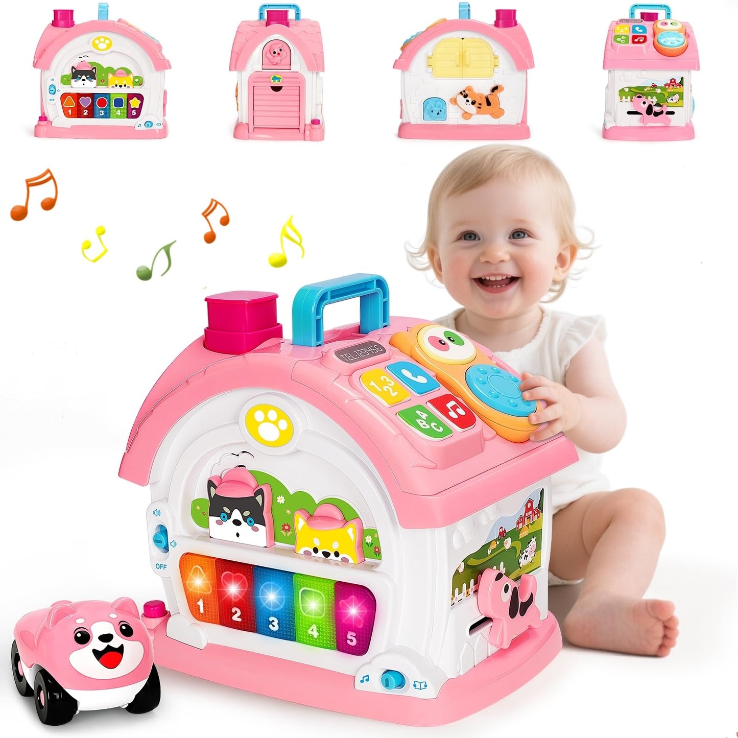Montessori Toys for 1 Year Old Girls, Christmas First 1st Birthday Gifts for Girls, Musical Learning House Baby Toys for Ages 6 12 18 24 Months, Educational Bilingual Toy for Toddler Kids Age 1 2 3