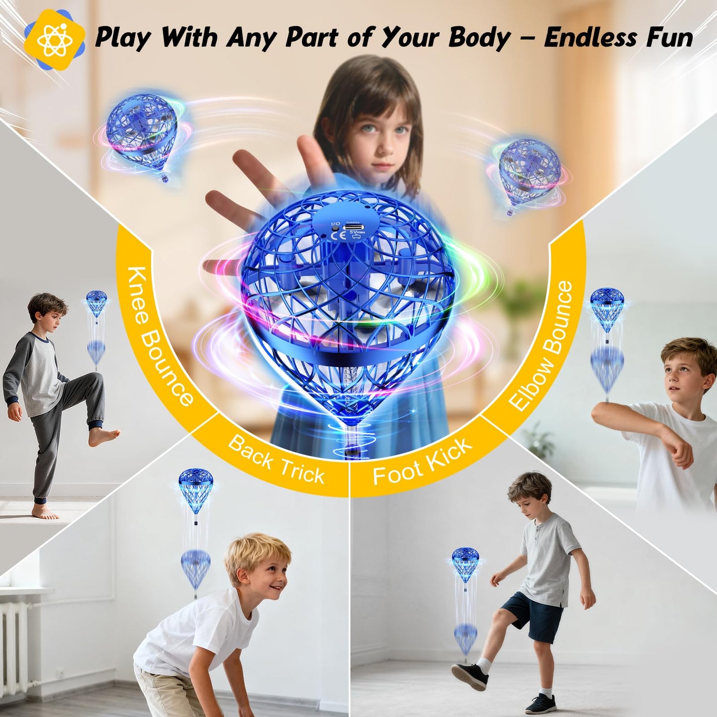 DUSFAN 2025 AI Flying Orb Ball Toy, Galactic Fidget Spinner, Mini Drones Toys for 6 7 8 9 10 11 12+ Year Old Boys Girls Children Indoor Outdoor Toys