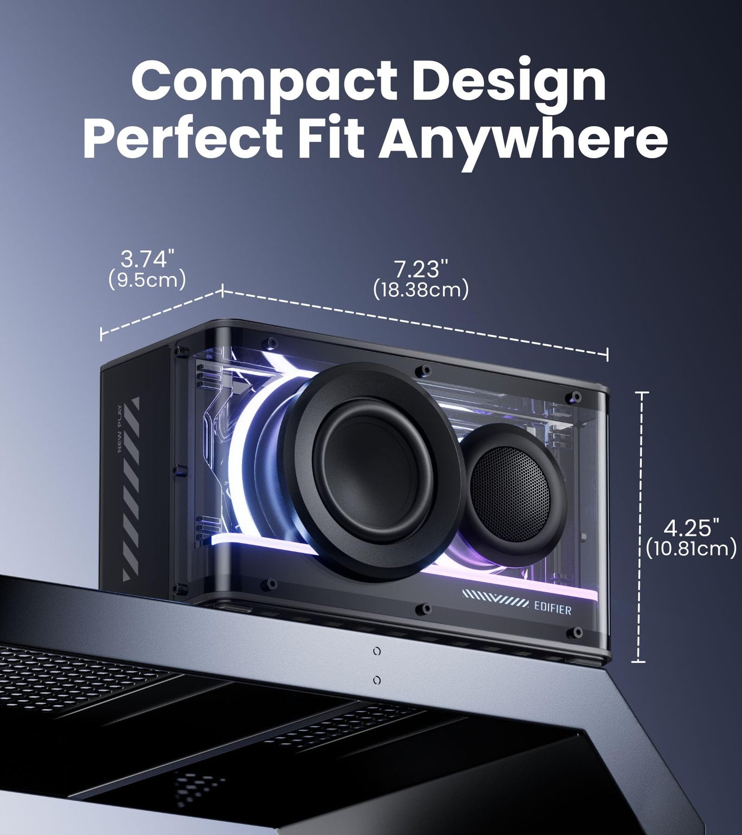 Edifier QD25 Bluetooth Speaker | Portable Desktop Audio, 25W (RMS) Dynamic Sound, Hi-Res Audio, Splendid Light Effects, 15H Playtime, Bluetooth 6.0, Wireless Stereo Pairing, Black