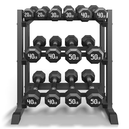 3-Tier Dumbbell Rack, 1100LB Capacity Adjustable Weight Rack for Home Gym, Heavy-Duty Weight Stand for Dumbbells Kettlebells & Weight Plates(Rack Only)