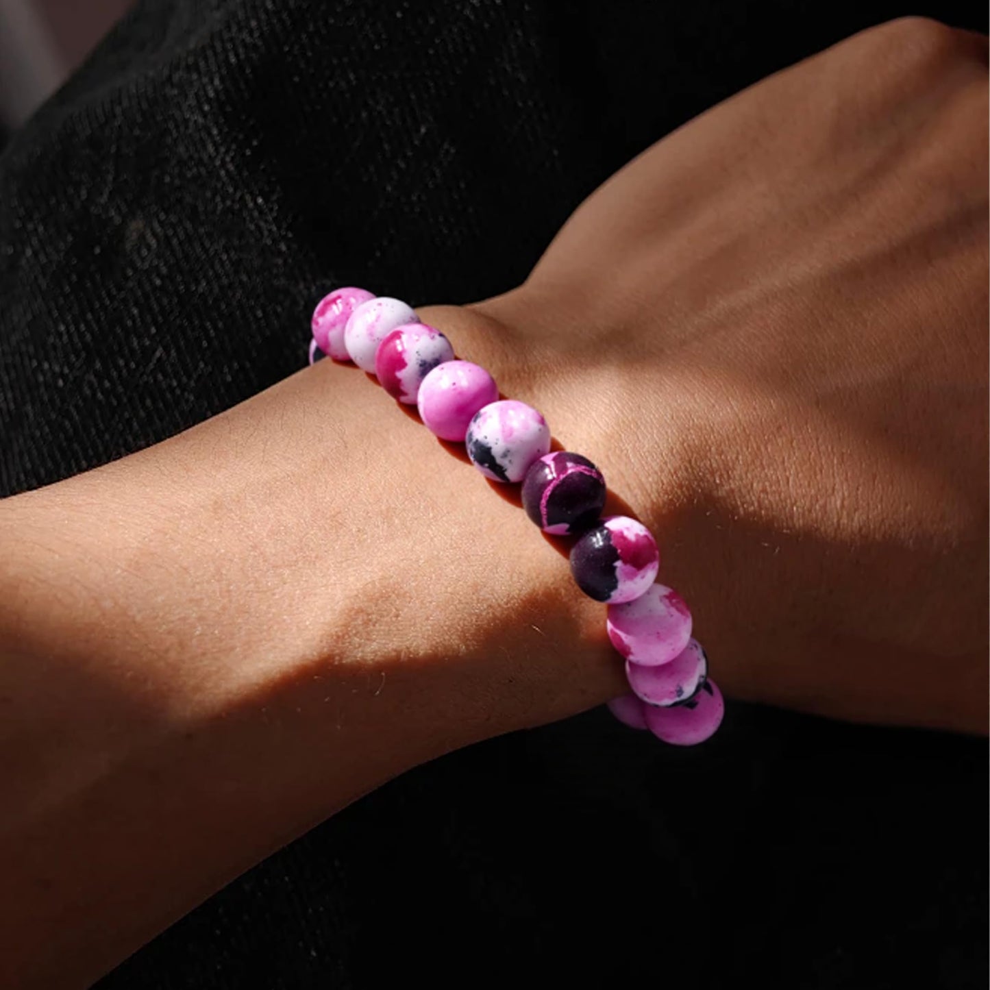 PZTIIY Natural Energy Healing Stone Charm Bracelet 10mm Natural Energy Healing Lava Rock Bracelet - Unisex (Small)