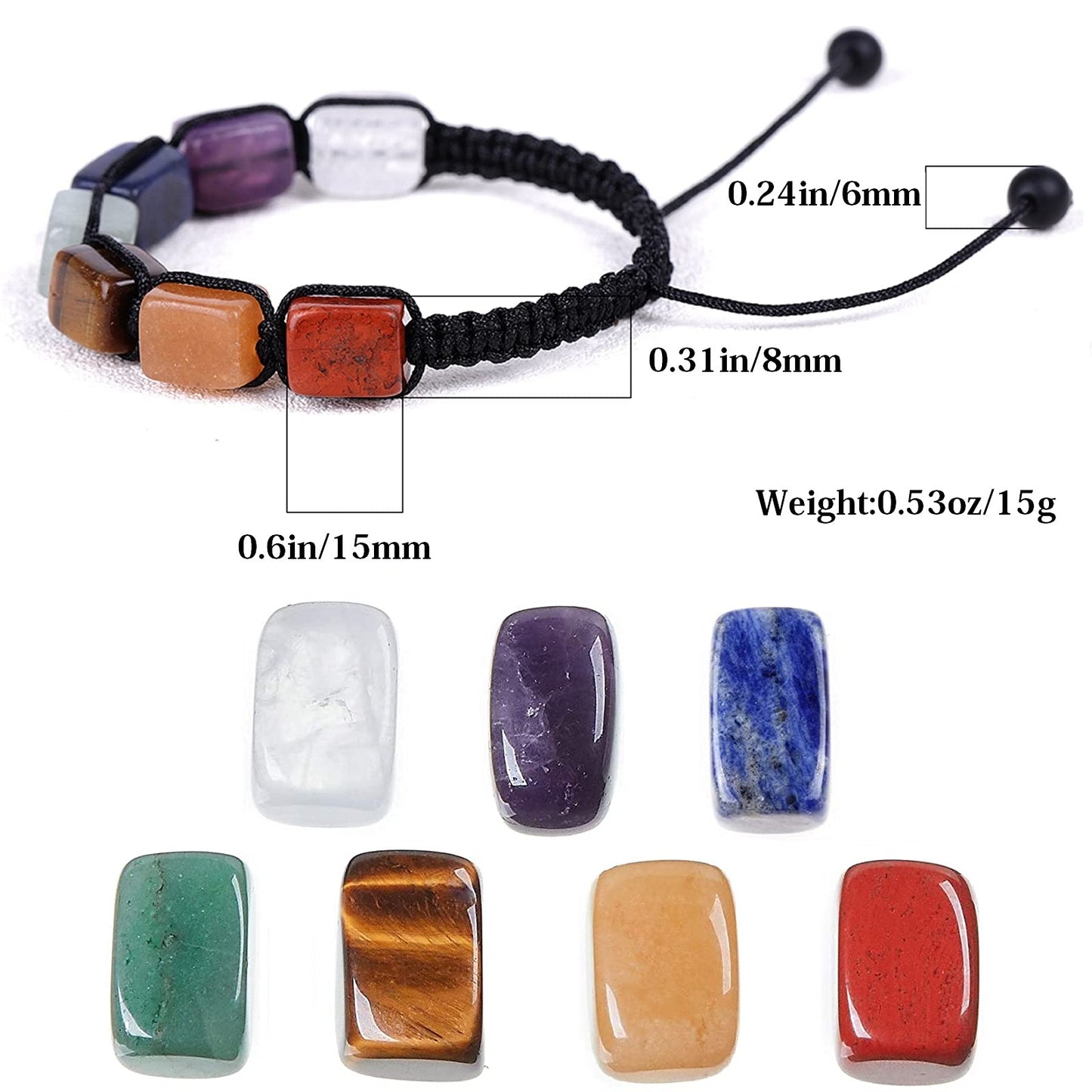 HESHPAWS Genuine 7 Chakra Adjustable Bracelets Crystal Healing Stones Bracelets Supernatural Reiki Natural Stones Bead Bracelets for Women Men (7 Chakra)