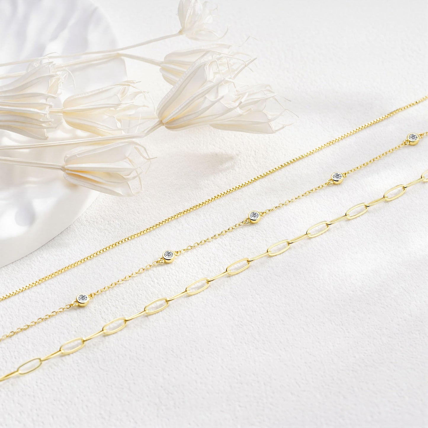 Yoosteel Layered 14k Gold Plated Paperclip Necklace for Women,Dainty Thin CZ Chain Box Choker Necklaces Set Stack Trendy Jewelry Gifts for Women