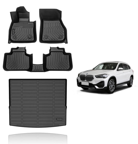 KELCSEECS Floor Mats & Cargo Liner Custom for 2022 2021 2020 2019 2018 2017 2016 BMW X1 Car Mats Automotive Cargo Mat Floor Liners Trunk Mat X1 All Weather Floor Mats Trunk Liner Black