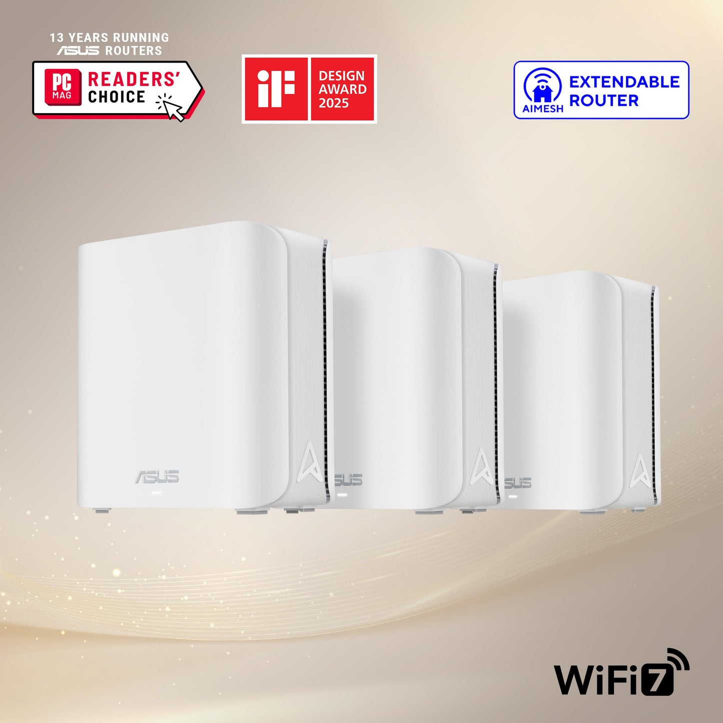ASUS ZenWiFi BD5 Dual-Band WiFi 7 Mesh, 5000 Mbps, 6800 sq.ft (3pk), Dual 2.5G Ports, Security and Parental Controls Included, Smart Home Master SSIDs