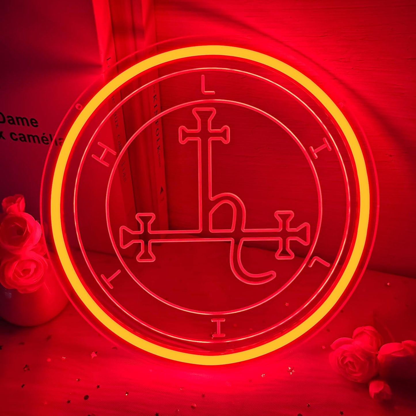 Vveikea Lilith Sigil Neon Sign Dimmable Sigil of Lilith Neon Lights Spiritual Wall Decor Goddess Lillith LED Sign Mythological Symbol Wall Art Gothic Witch Pagan Gifts