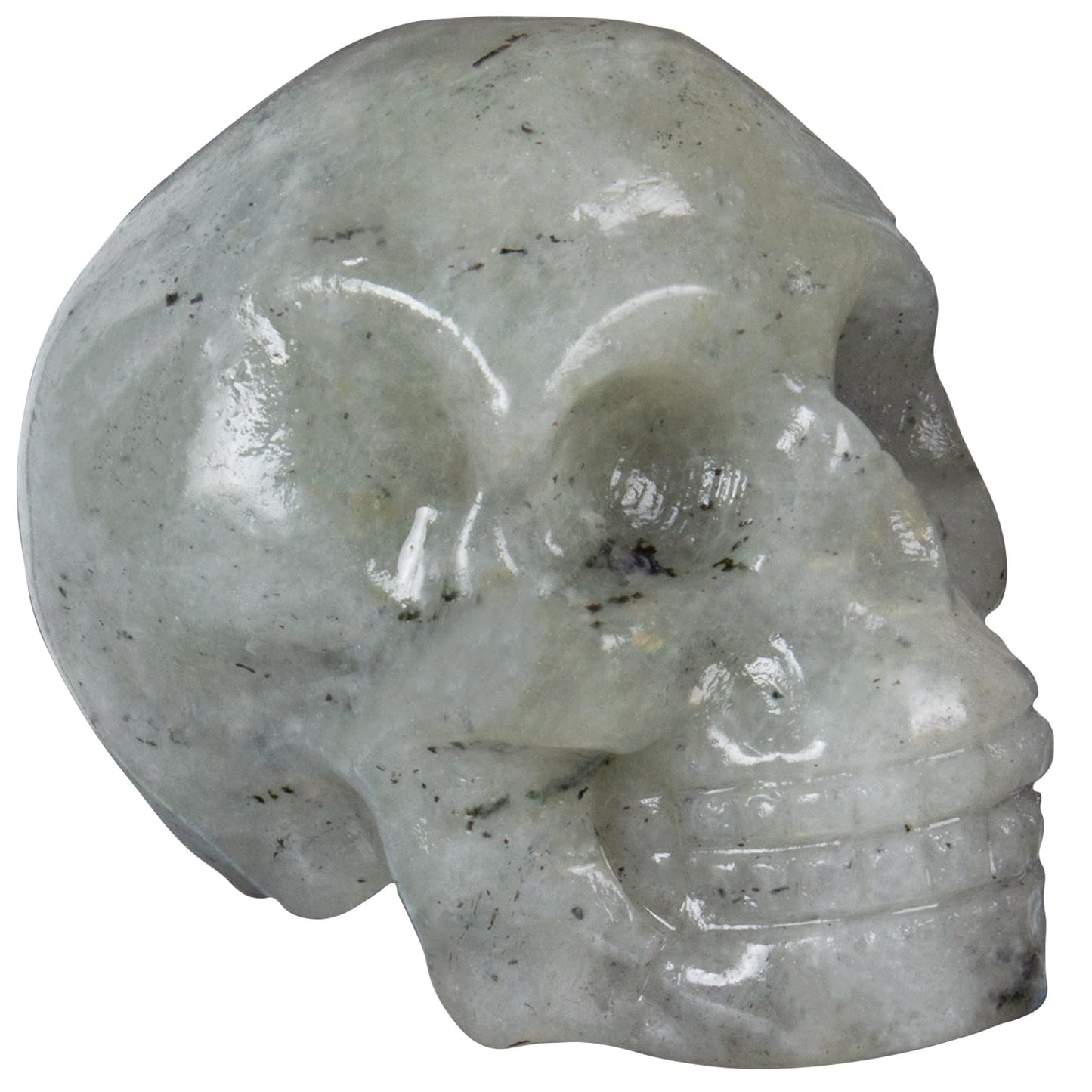 Labradorite Crystal Skull, 1.4 Inch Miniature Hand Carved Reiki Healing Pocket Stone, Small Collectible Skull Figurine for Altar Home Office Decor, Crystal Statue Meditation Gift for Men Women