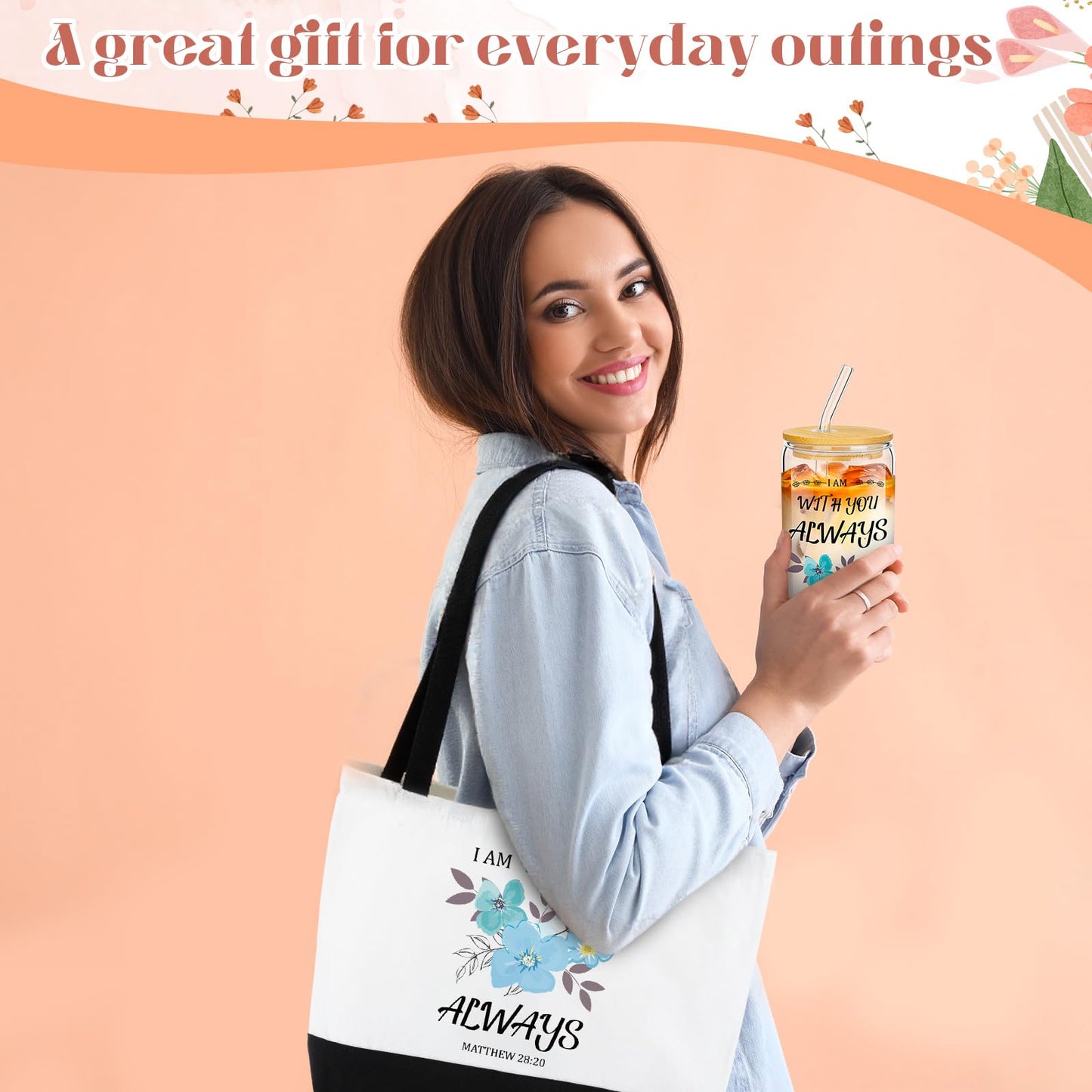 Aliceset 30 Pcs Christian Gift for Women Inspirational Religious Gift Set Mother's Day Present Bulk Included Bible Cola Cup Canvas Bag Cosmetic Bag Keychain Greeting Card for Women Mom