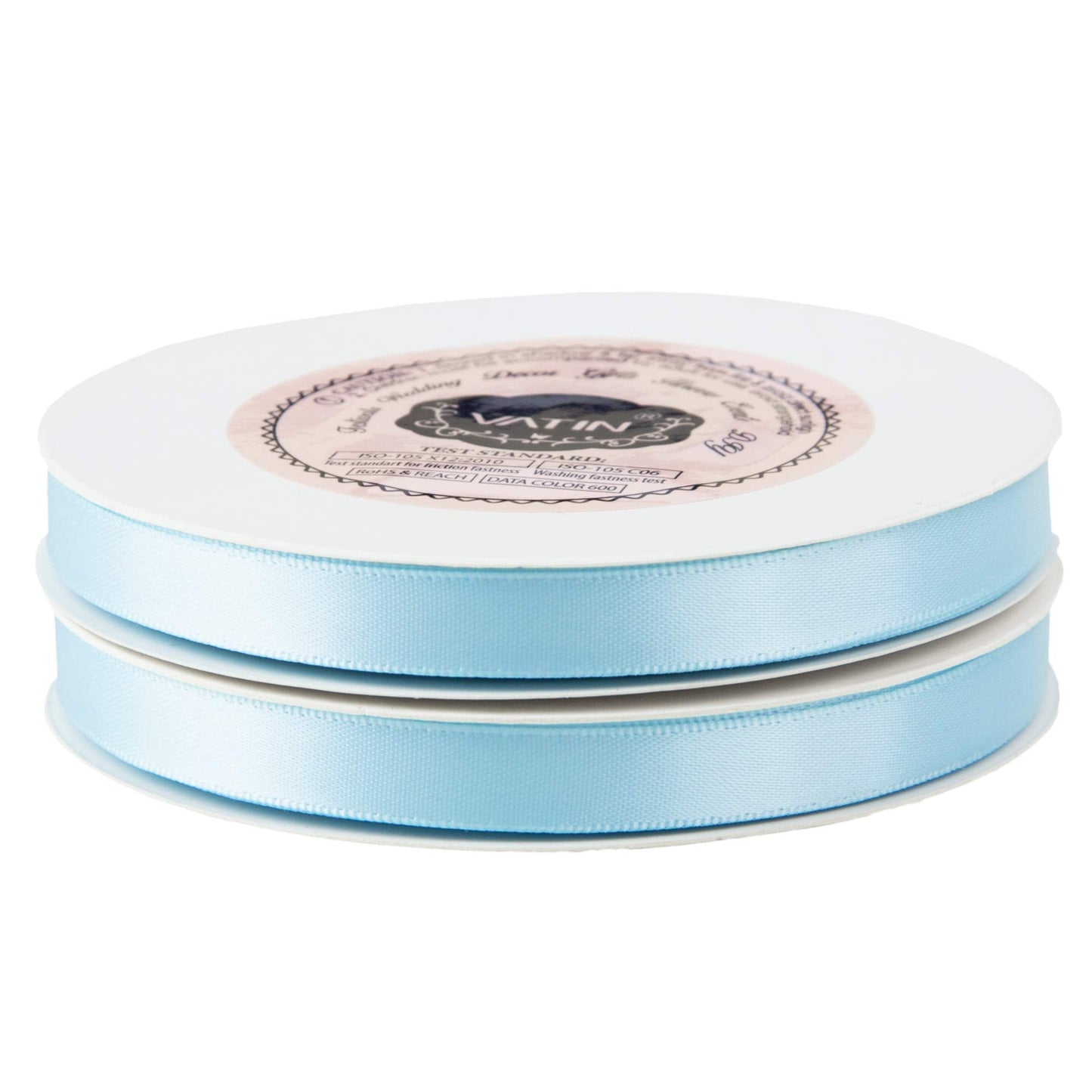 VATIN 3/8 inches Double Faced Light Blue/Baby Blue Polyester Satin Ribbon - 50 Yards for Gift Wrapping Ornaments Party Favor Braids Baby Shower Decoration Floral Arrangement Craft Supplies