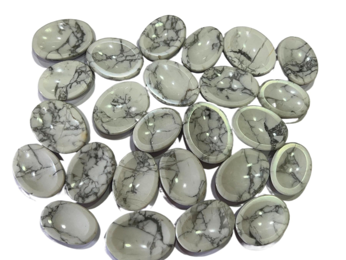 Howlite Thumb Worry Stones Metaphysical Gemstone Crystal Healing Reiki Men Women Gift Feng Shui Positive Energy Love Wellness Palm Stones Wicca Powerful