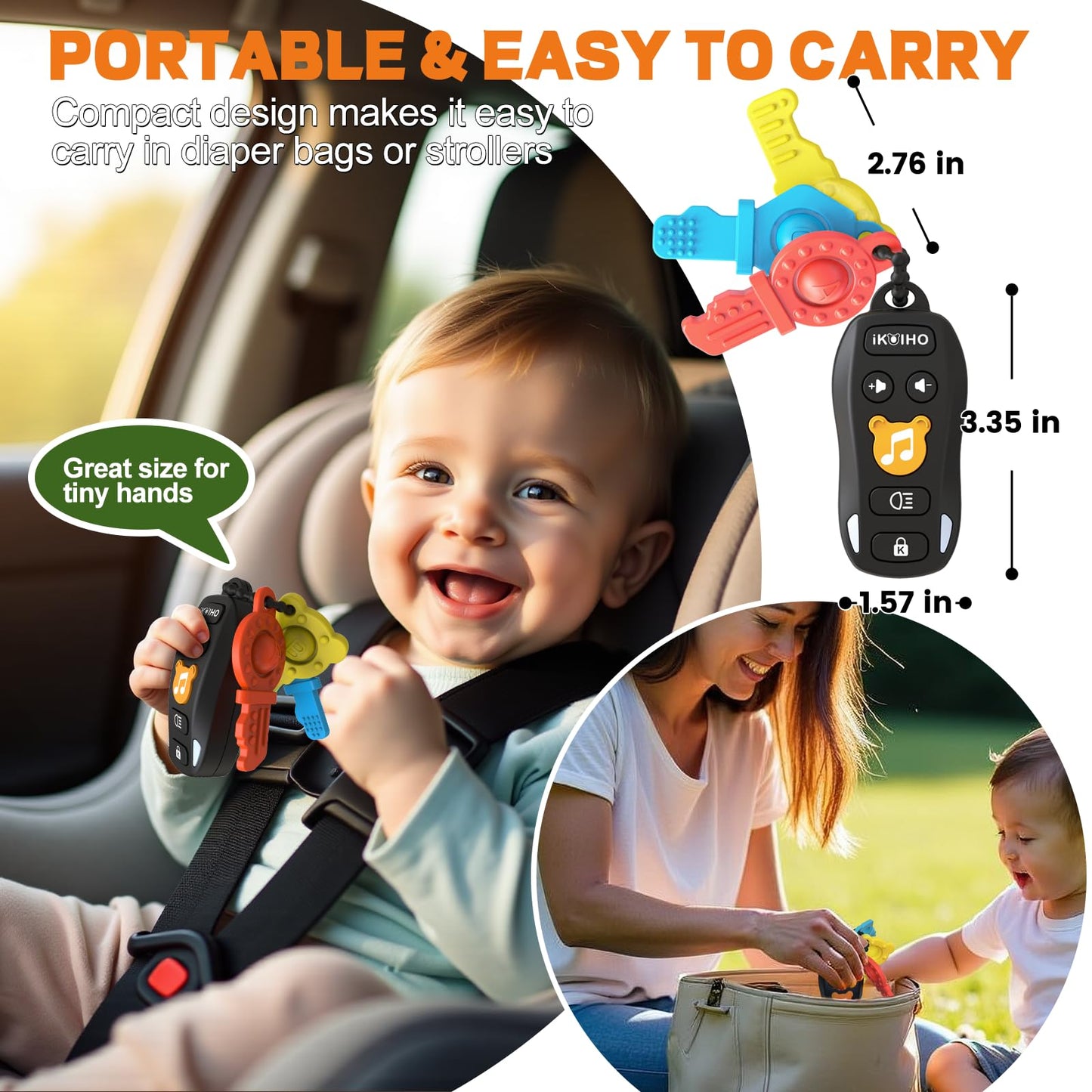 Baby Toy Car Keys - Baby Keys Toy Pretend Play with Sounds & Lights Interactive Musical Sensory Learning Toys Gifts for 1 Year Old Boys Girls Infant Toddlers Kid Age 6+ Months