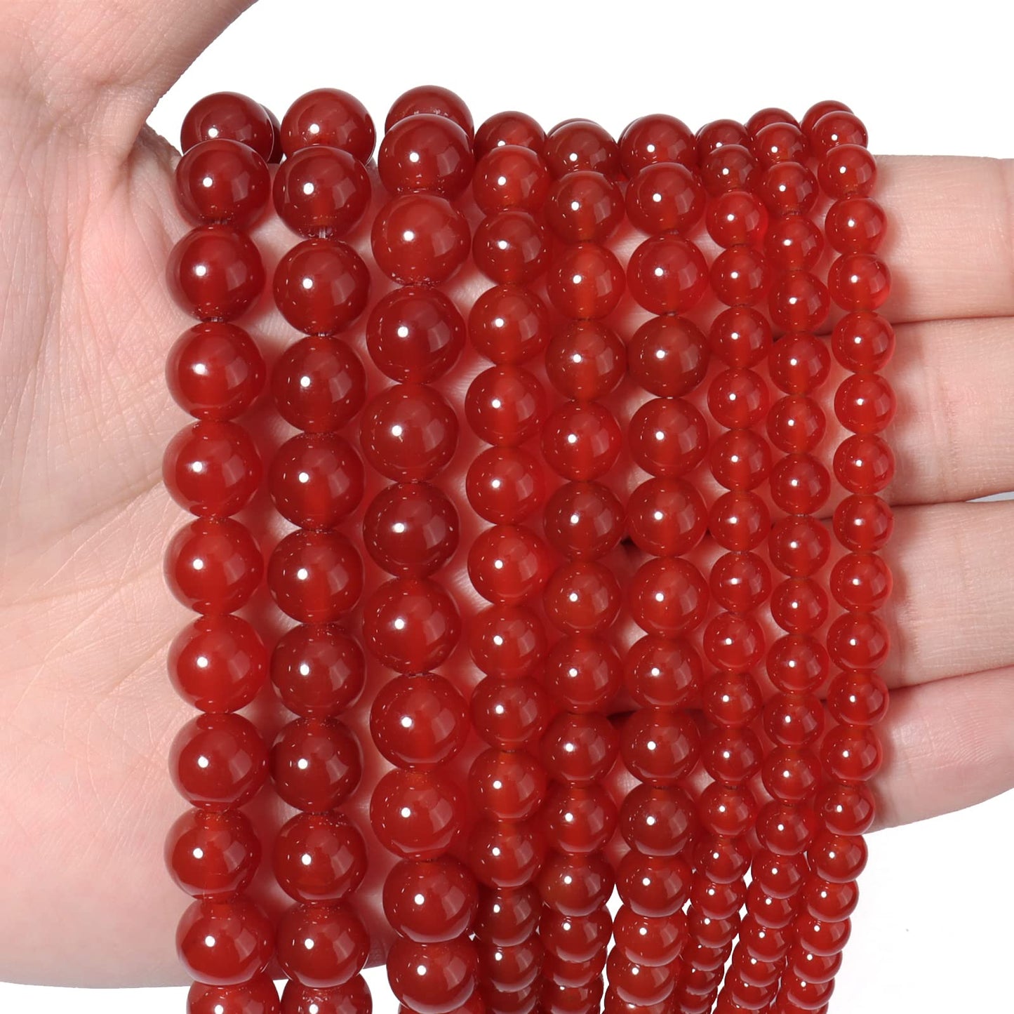 35pcs 10mm Natural Red Agate Gemstone Beads Energy Healing Crystal Round Loose Stone Beads for Jewelry Making, DIY Bracelets Necklaces