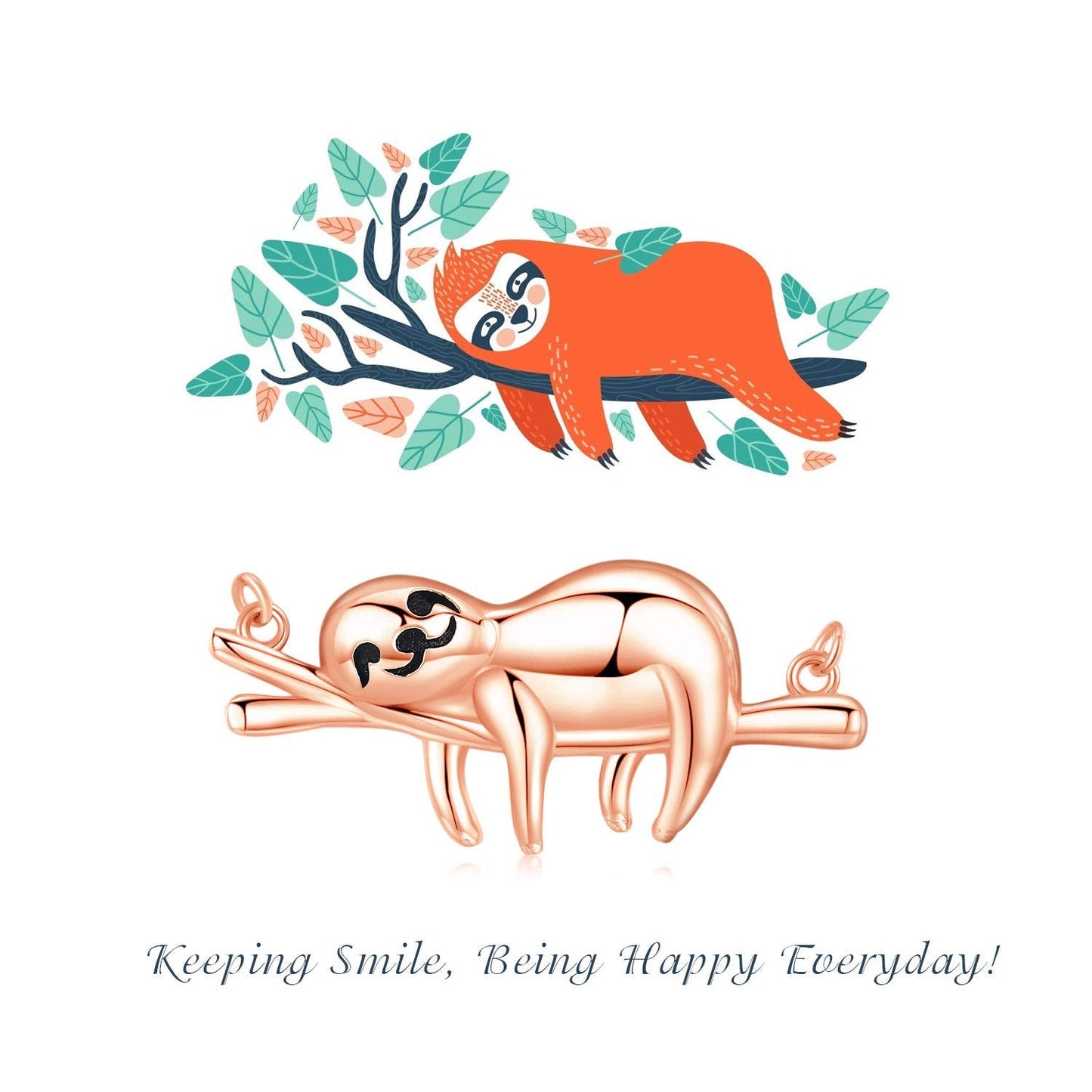 JUSTKIDSTOY Sloth Gifts for Women 925 Sterling Silver Cute Sloth Animal Pendant Necklace “Slow Down Be Happy” Animal Jewelry Graduation Gifts for Girlfriend Wife Daughter