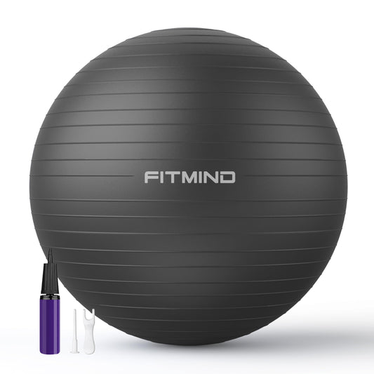 FITMIND_ Extra Thick Exercise Ball Yoga Ball 22in/26in/30in for Workout Pregnancy Stability,Anti-Burst and Slip Resistant Swiss Ball with Pump for Yoga, Pilates, Fitness,Birthing,Physical Therapy