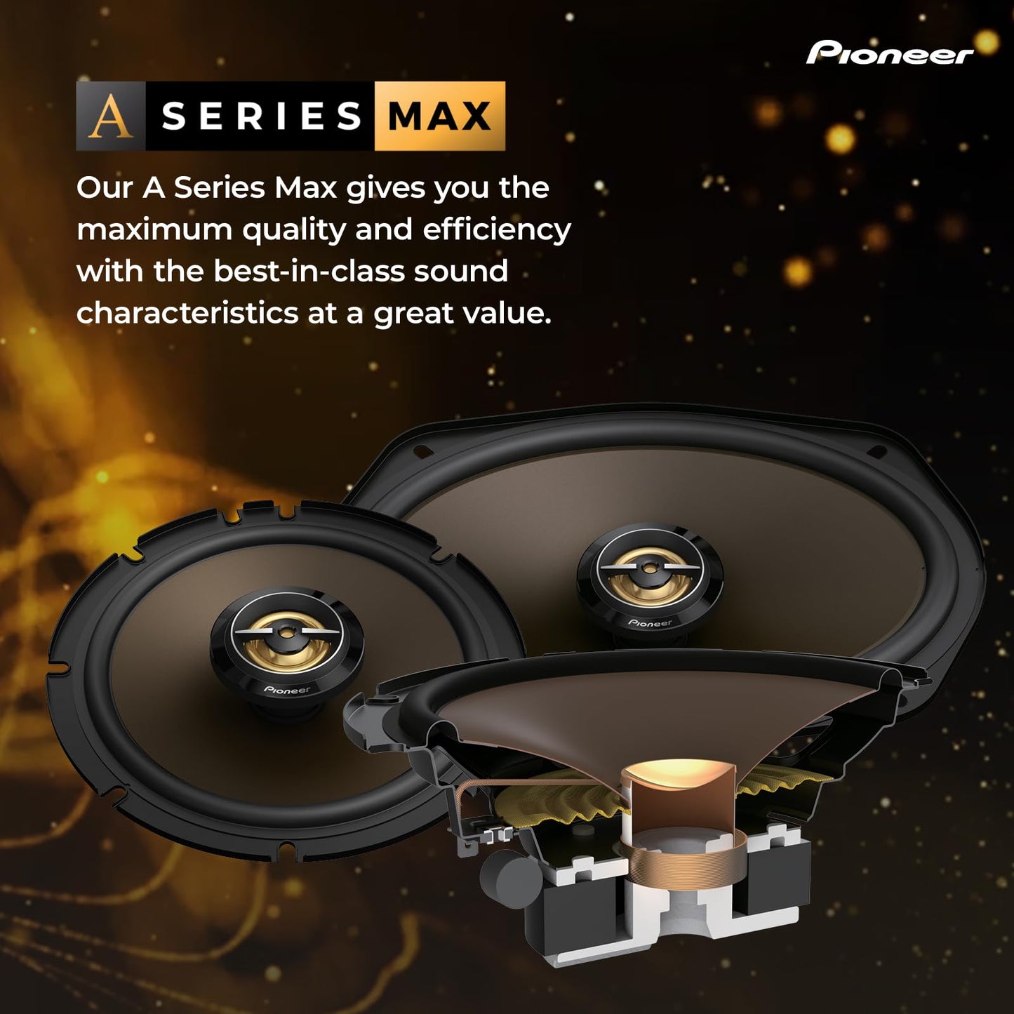 PIONEER A-Series MAX TS-A693CH 6” x 9” 2-Way Speakers (Pair) – 460W Max, Balanced Sound + Smooth Treble, Enhanced Bass, Ideal Factory Upgrade, Installation Adaptors Included