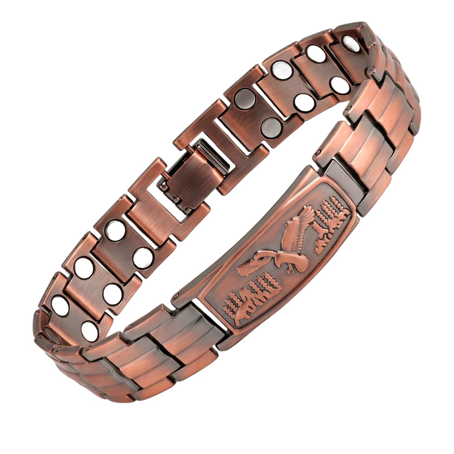 Desnuage Copper Bracelet for Men - Vintage Adjustable Magnetic Copper Bracelet Engraved Eagle Design Retro Men Copper Jewelry Daily Wear Health Bracelet