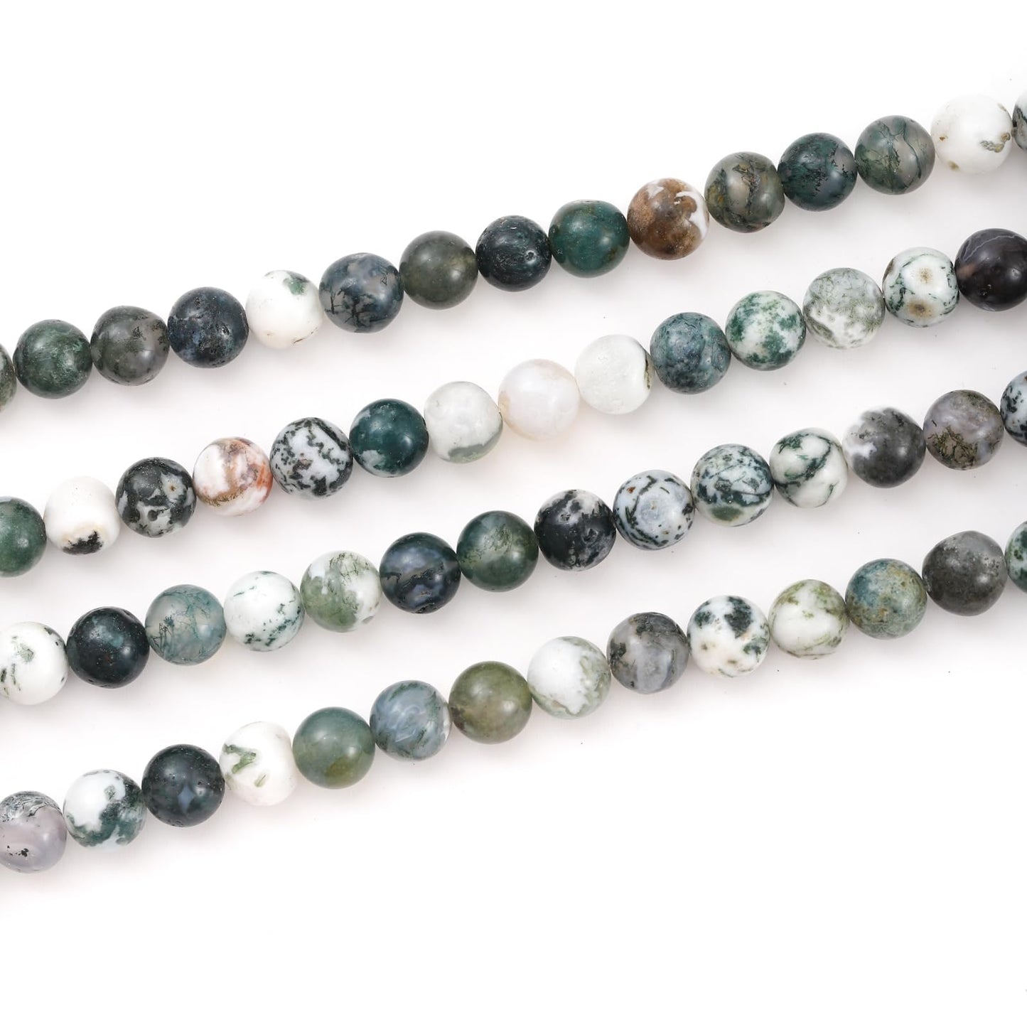 8mm 45pcs DIY Natural Tree Agate Stone Beads Round Healing Crystal Gemstone Loose Beads for Jewelry Making Handmade Bracelet Necklace