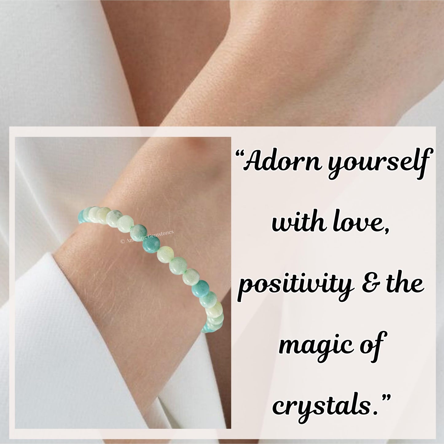 Amazing Gemstone Amazonite Bracelet for Women Men's Gifts - Protection Healing Crystal Bracelet - 6mm Gemstone Beaded Adjustable Bracelet Pulseras Para Hombres Mujer Stocking Stuffers
