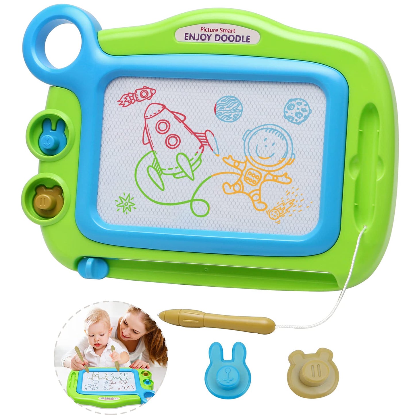 Toddler Toys for Girls Boys Age 3 4 5 Year Old, Magnetic Drawing Board with 1 Pen, Erasable Writing Doodle Board for Kids with 2 Stamps, A Etch Birthay Gift for 3 Year Old Travel Toys Sketch Boards