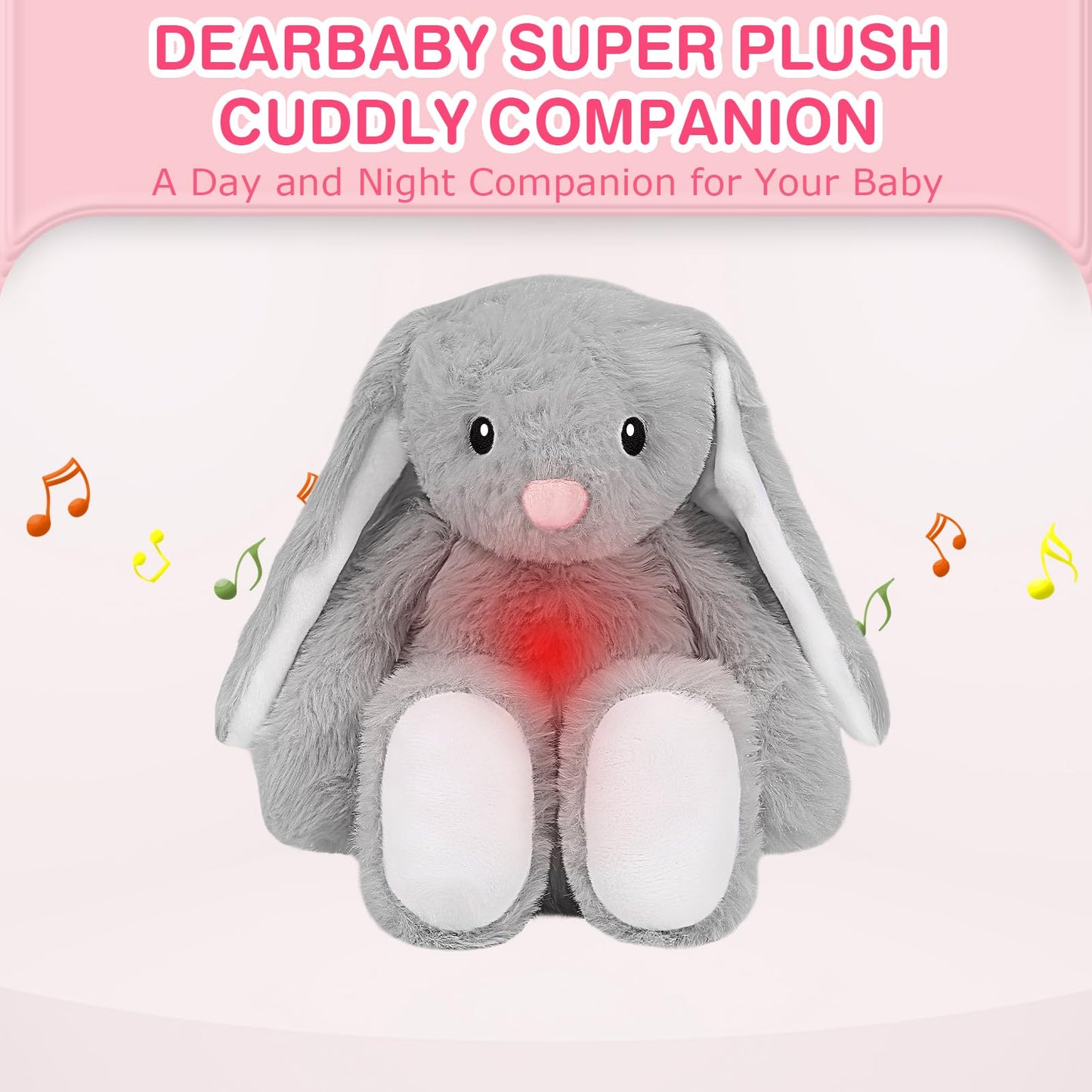 Baby Soother Cry Activated Sensor Toys,Heartbeat Bunny for Babies,Plush Stuffed Animal for Newborn Infants,Toy Vibrating with Mom’s Heartbeat,Baby Shower Gifts for Girls and Boys