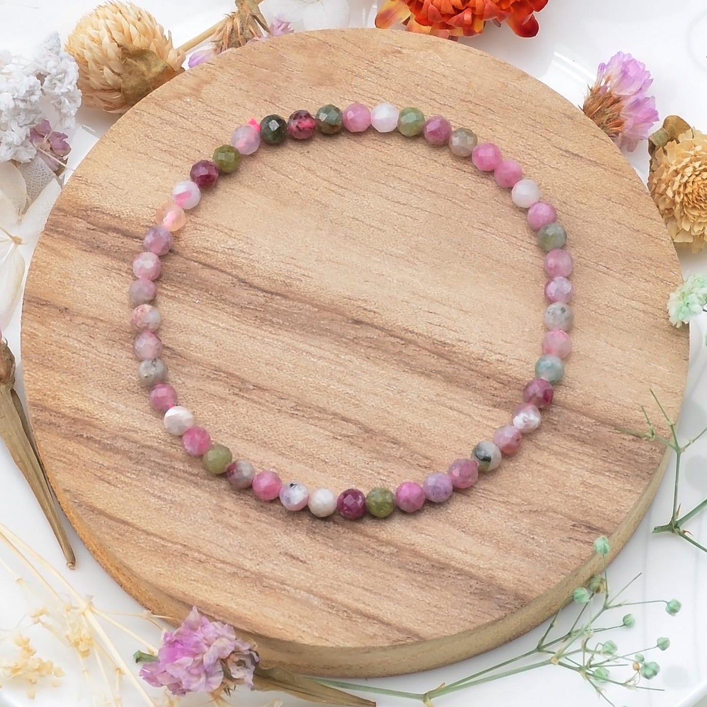 MASSIVE BEADS Natural Genuine Gemstone Beads Healing Crystal Chakra Reiki Jewelry Faceted Round Beads Bracelets (Color Tourmaline B, 3mm)