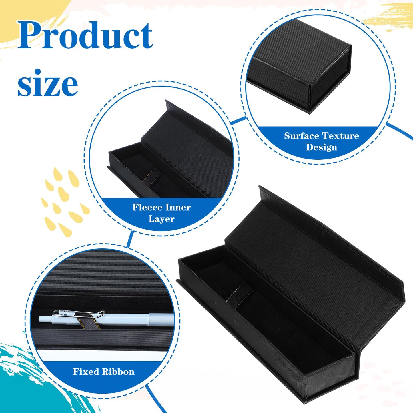 PercyEffie 24pcs pen boxes luxury pens gift boxes bulk pen display case with Lid cushion small flip fountain pens case for Jewelry Gift Business Birthday Souvenir Office Supplies