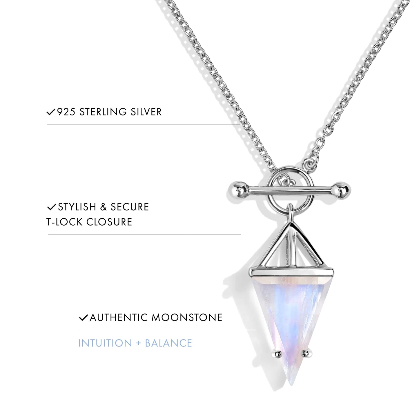 Moon Magic - Authentic Moonstone Necklace for Women | Onyx, Black Obsidian Necklaces/Real 925 Sterling Silver/18k Rose and Yellow Gold Enchanted Crystal Necklace for Women | Genuine Gemstone Jewelry