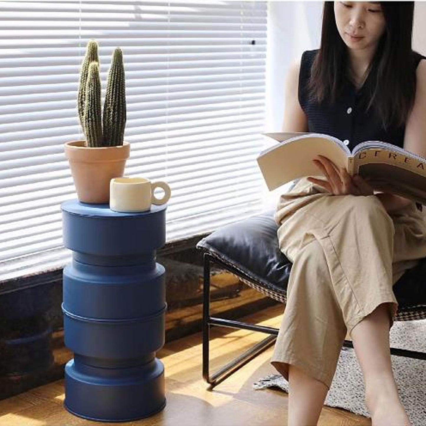 HEXEH Side Table Small Side Table Plant Stand Indoor, Metal Plant Stand Table for Flower Pots, Coffee Table Plant Holder, Modern Home Decor Small Round Side End Table Snack Table Coffee Table