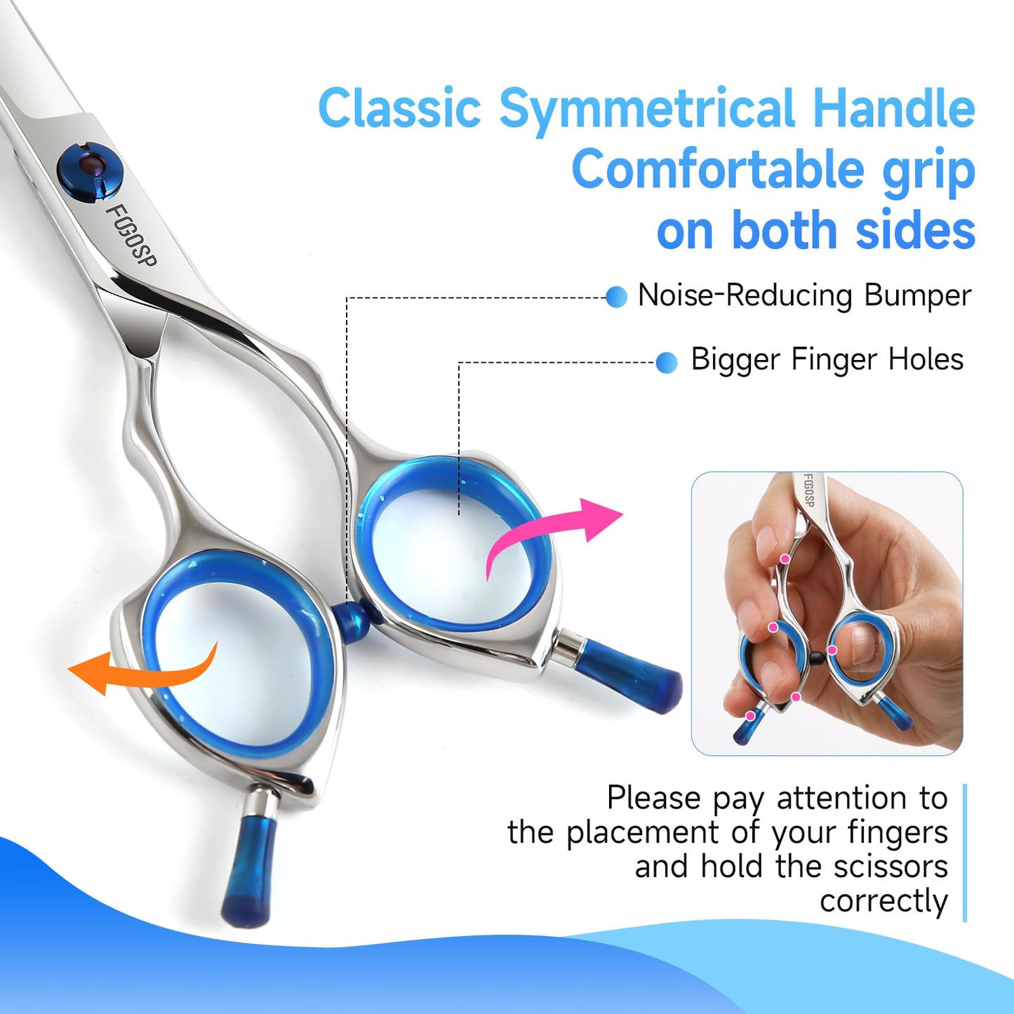FOGOSP Dog Grooming Scissors Kit 7 in Professional Curved Thinning Straight Chunkers Shears 4Pcs Kit for Grooming Dogs Cat Pet Japanese 440C Stainless Steel(7.0'',Kit)